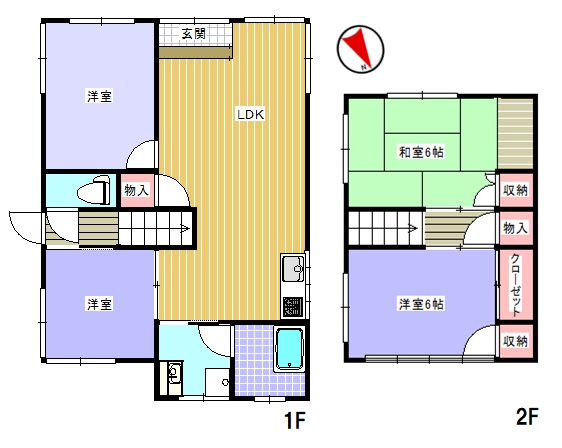 鴨川市貝渚【川口貸家】間取り